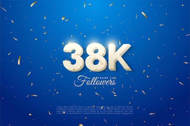 38k seguidores con números de color blanco.