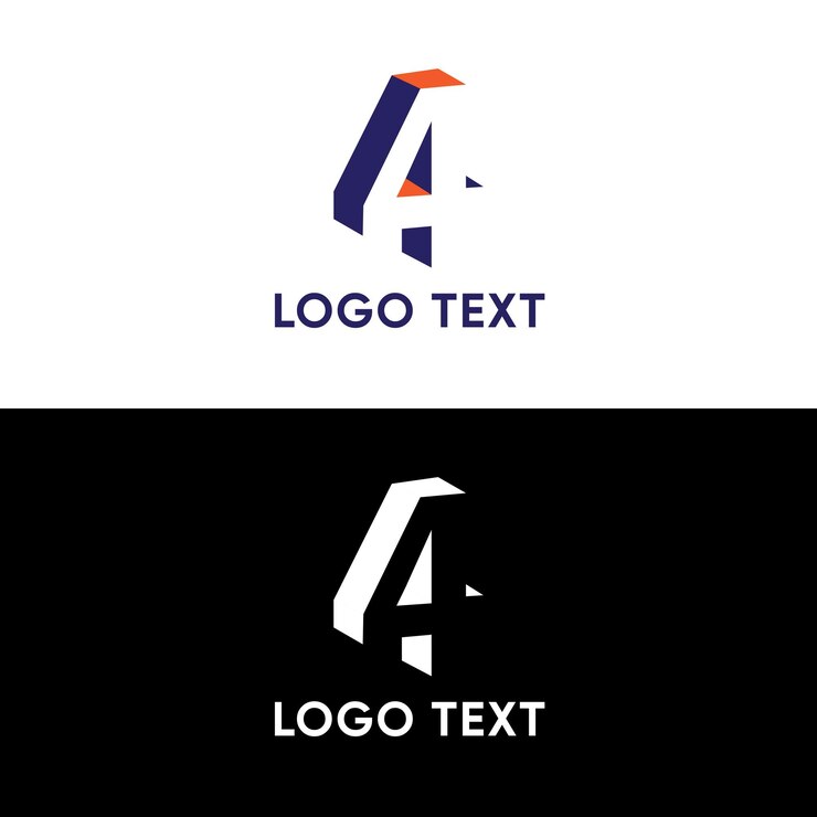 3D 4 Logotipo Alfabeto plano Logotipo vectorial