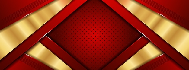 3d abstracto de lujo rojo con fondo dorado