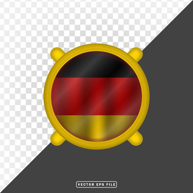 3d alemania nación país bandera con borde círculo escudo oro