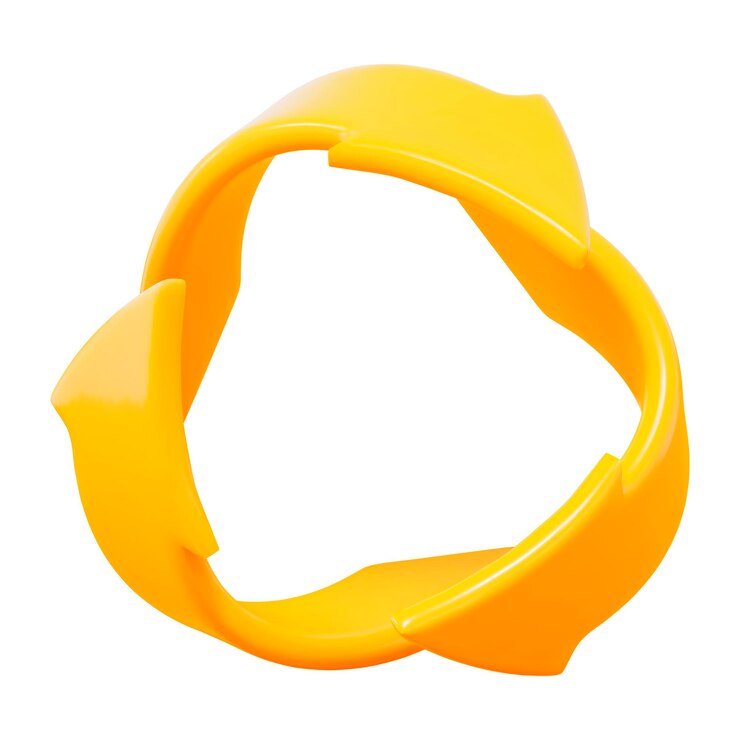 Vector 3d amarillo refrescar o reciclar las flechas icono de estilo de dibujos animados vector de stock en fondo aislado.
