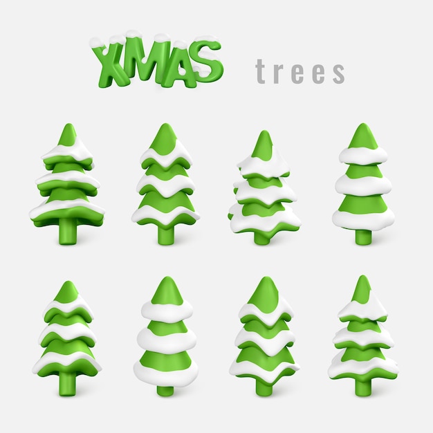 3d, árbol de navidad, en, caricatura, estilo, navidad, o, año nuevo, elemento decorativo, vector, ilustración