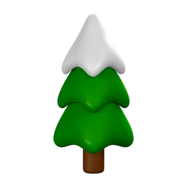 3d, árbol de navidad, en, caricatura, estilo, navidad, o, año nuevo, elemento decorativo, vector, ilustración