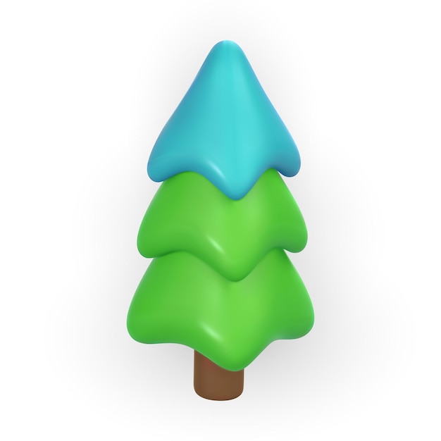 3d, árbol de navidad, en, caricatura, estilo, navidad, o, año nuevo, elemento decorativo, vector, ilustración