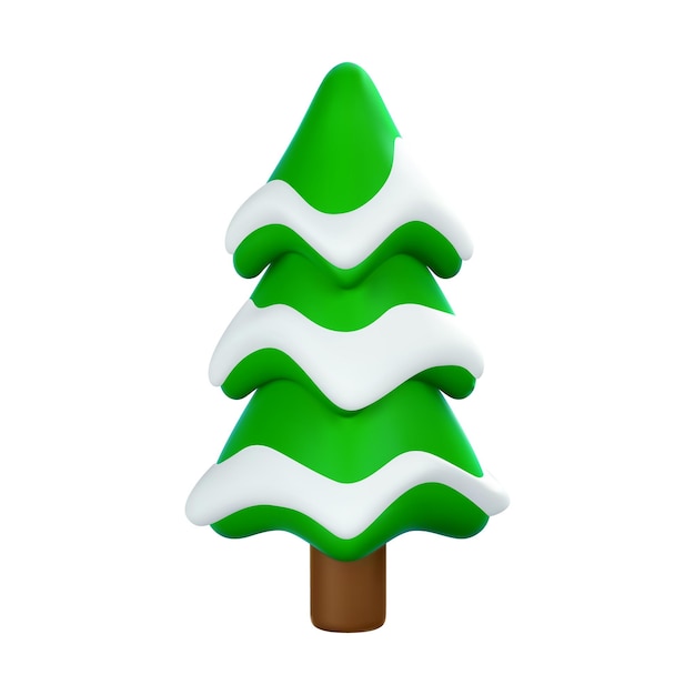 3d, árbol de navidad, en, caricatura, estilo, navidad, o, año nuevo, elemento decorativo, vector, ilustración