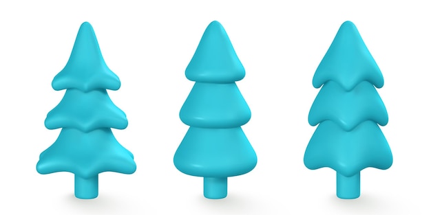 3d, árbol de navidad, en, caricatura, estilo, navidad, o, año nuevo, elemento decorativo, vector, ilustración