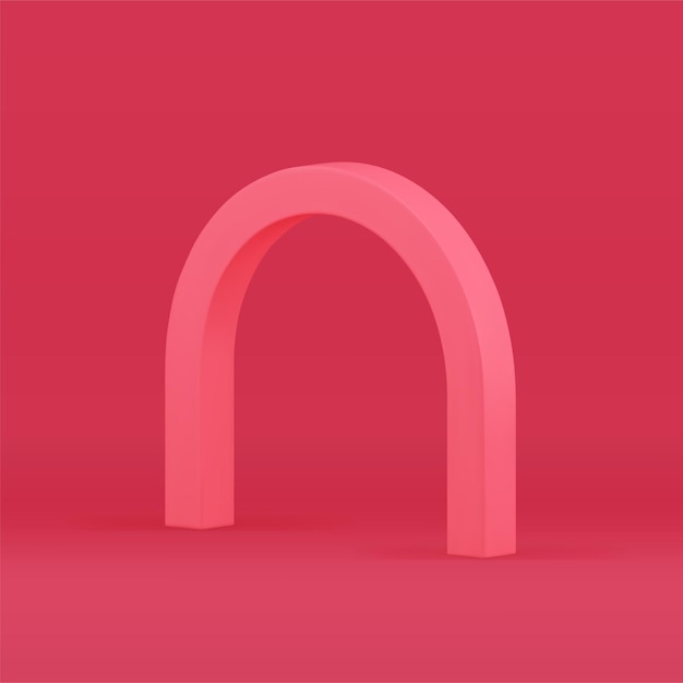 3d arco rosa curva fundación geométrica decorativa columna circular ilustración vectorial realista