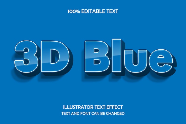 Vector 3d azul, efecto de texto editable en 3d estilo de sombra moderno