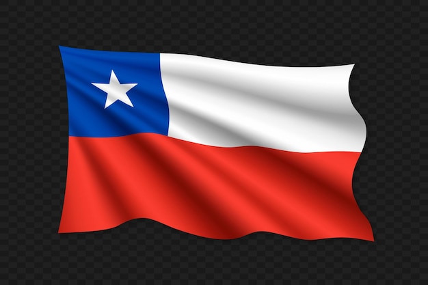 3D bandera ondeante de Chile ilustración vectorial