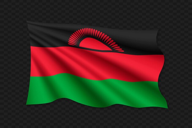 3D bandera ondeante de Malawi ilustración vectorial