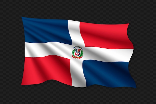 3d bandera ondeante de república dominicana ilustración vectorial