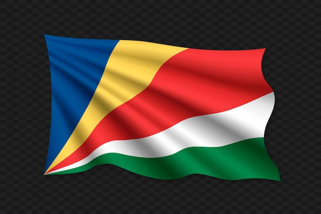 3D bandera ondeante de Seychelles ilustración vectorial