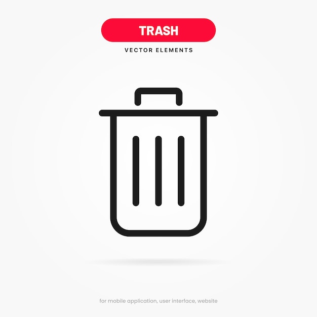 3d basura roja eliminar limpiar borrar cruz vector icono símbolo signo emblema pulsador para la aplicación del sitio web de la interfaz de usuario