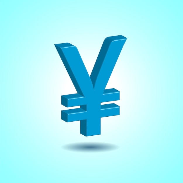 Vector 3d blue yen yuan sign in gradient color background símbolo de moneda japonés y chino archivo eps