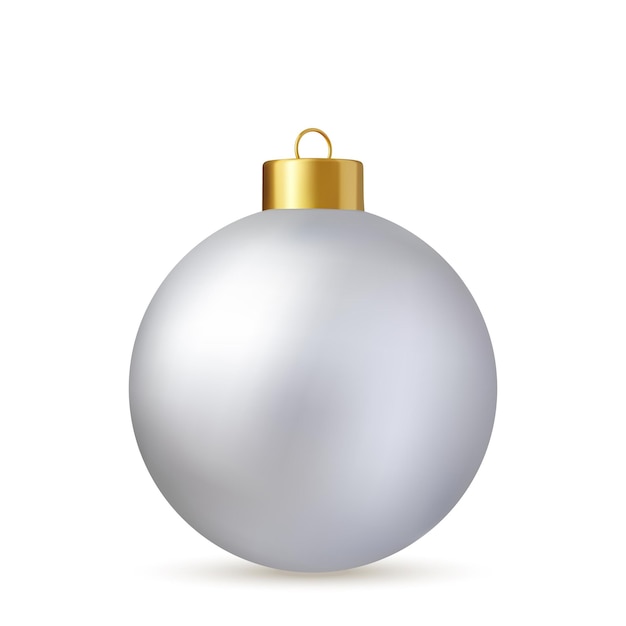 3d bola de Navidad blanca aislada sobre fondo blanco decoración de juguetes de año nuevo elemento de decoración navideña representación 3d ilustración vectorial