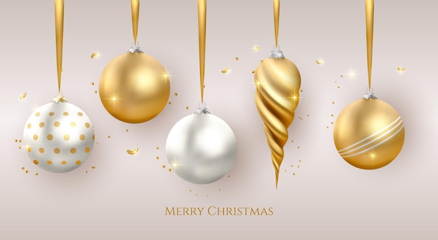 3d bola de oro decorar vector aislado Navidad burbuja brillante conjunto celebración fondo