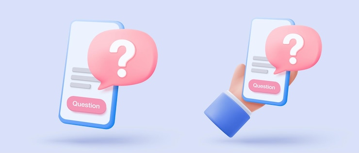 Vector 3d burbujas de habla icono de signo de pregunta o preguntar preguntas frecuentes y respuesta qa información de solución tener una pregunta señal de respuesta de pregunta o problema 3d respuesta burbuja de voz icono de representación vectorial ilustración