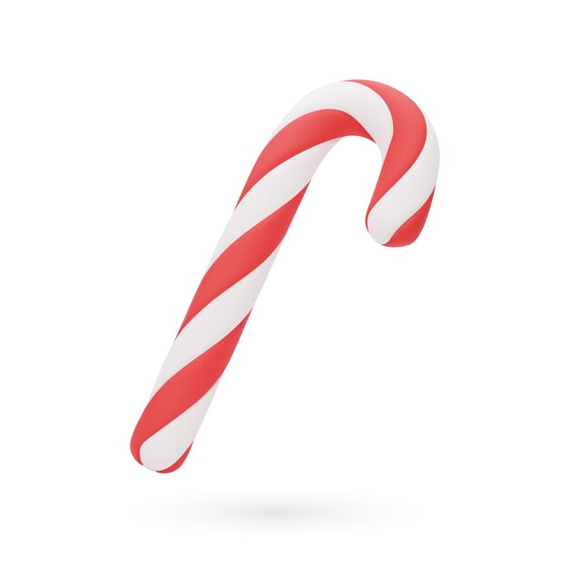 3d caña de caramelo de Navidad realista comida dulce tradicional de vacaciones ilustración vectorial 3D aislada sobre fondo blanco