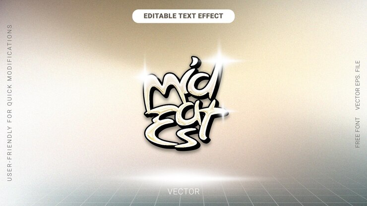 Vector 3d chrome estilo de fuente de gradiente de oriente medio efecto de texto editable vectorial fondo granulado
