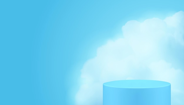 3d cilindro geométrico podio pedestal con humo niebla nube fondo vector realista