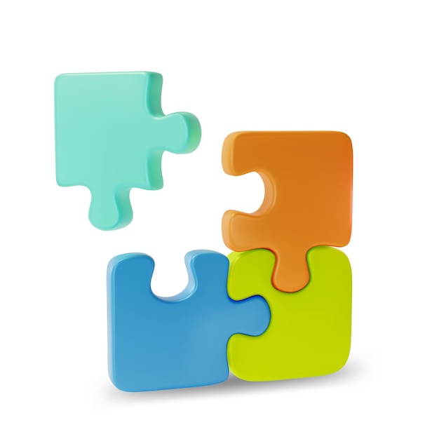 3d Color Jigsaw Puzzle Vector de estilo de dibujos animados