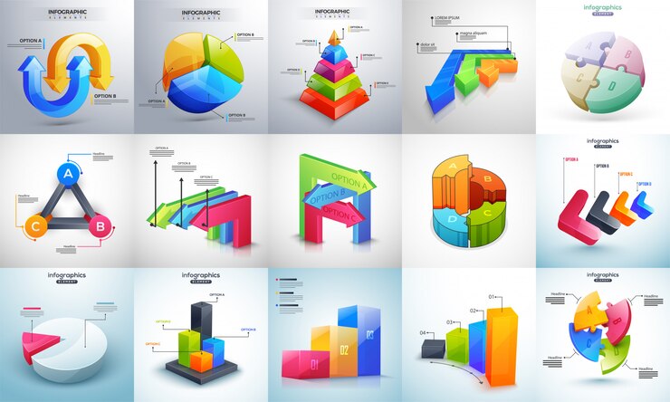 Vector 3d coloridos niveles múltiples timeline infographic set