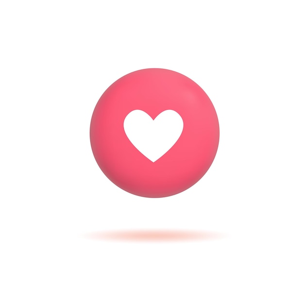 3d como icono con botón de burbuja de voz de notificación de redes sociales de corazón aislado sobre fondo blanco