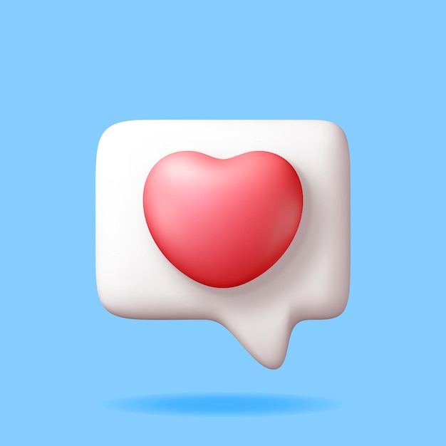 3D como icono con el corazón aislado