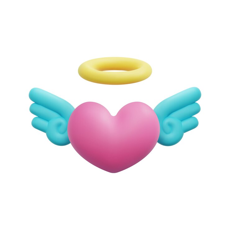 Vector 3d corazón alas icono vector aislado sobre fondo blanco 3d corazón amor y concepto de san valentín dibujos animados estilo minimalista 3d corazón icono vector render ilustración