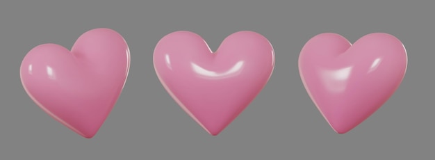 3d corazones rosados realistas tarjeta del día de san valentín ilustración vectorial