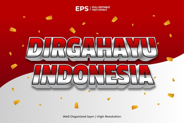 3d dirgahayu indonesia efecto de texto editable para celebrar el día de la independencia de indonesia