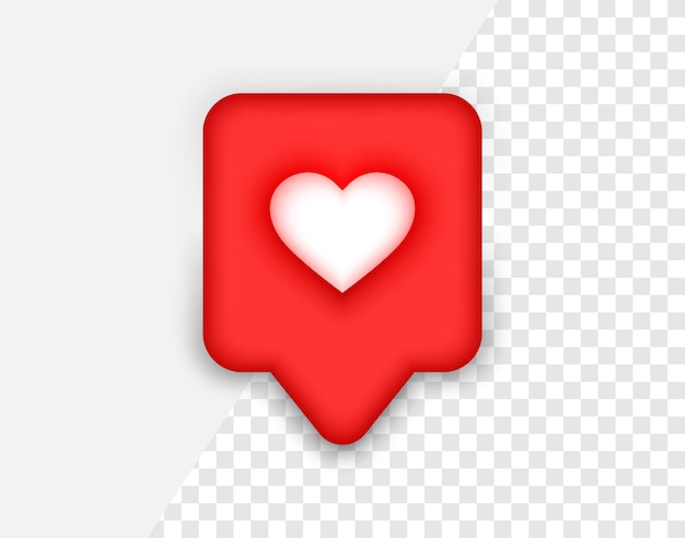 Vector 3d discurso burbuja corazón burbujas redes sociales amor notificación como icono