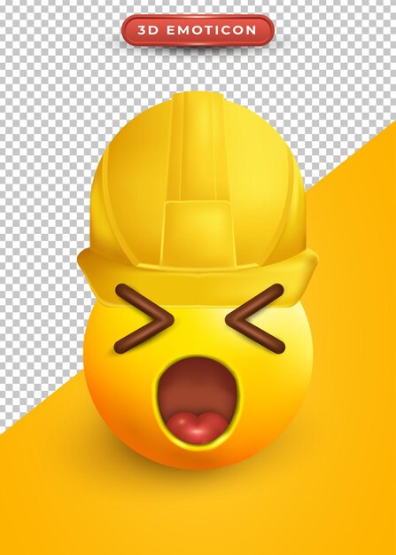 3d emoji expresión sorprendida y sombrero de contratista