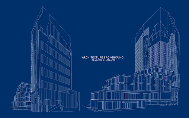 3d estructura metálica del edificio. diseño de boceto.Vector