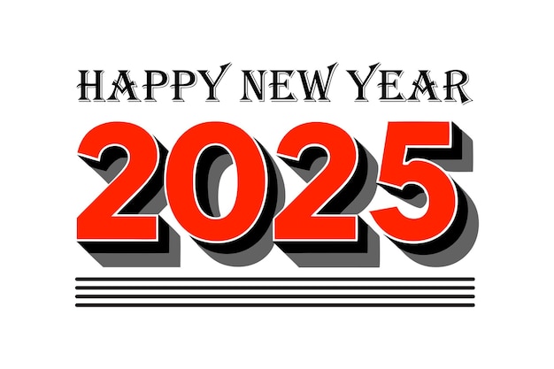 3D Feliz Año Nuevo 2025 concepto de diseño de ilustración vectorial para celebraciones y saludos