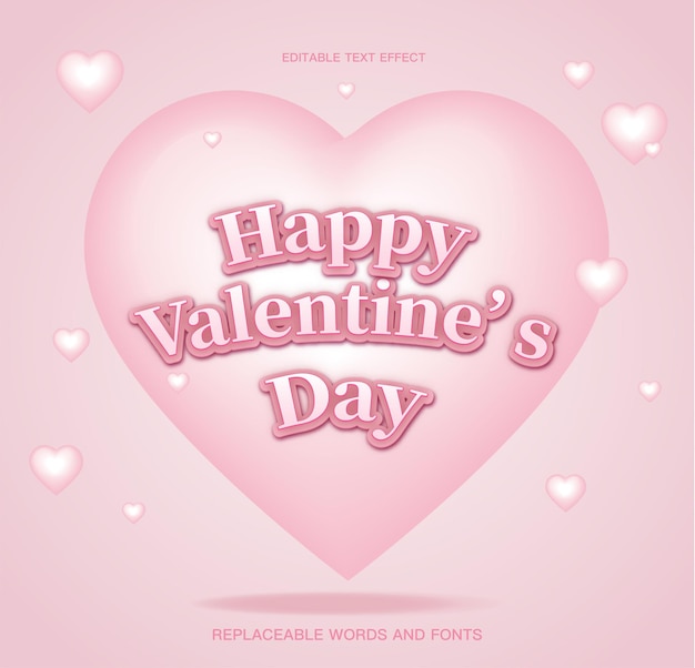 3D feliz día de San Valentín con fondo de corazón