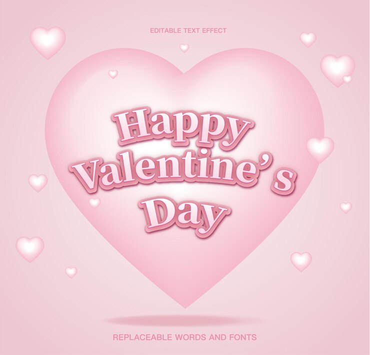 3D feliz día de San Valentín con fondo de corazón