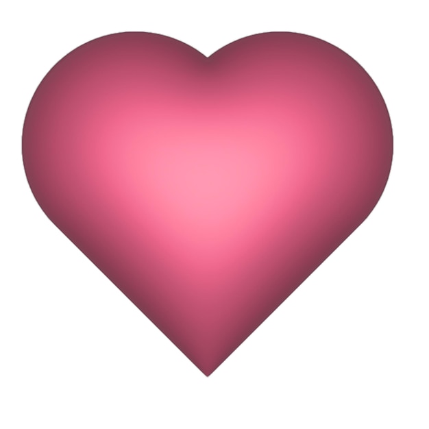 3D Forma de corazón rosado sobre fondo blanco color rojo claro