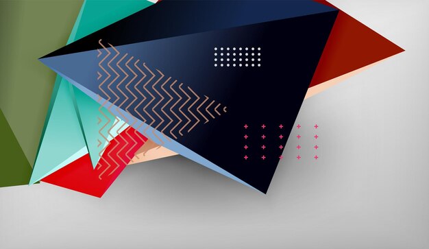 3d formas triangulares geométricas composición de triángulos de color de fondo abstracto sobre fondo gris negocio o papel tapiz conceptual de alta tecnología
