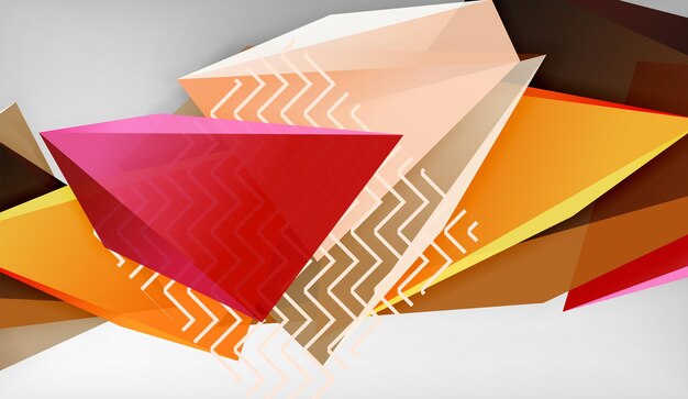 3d formas triangulares geométricas composición de triángulos de color de fondo abstracto sobre fondo gris negocio o papel tapiz conceptual de alta tecnología