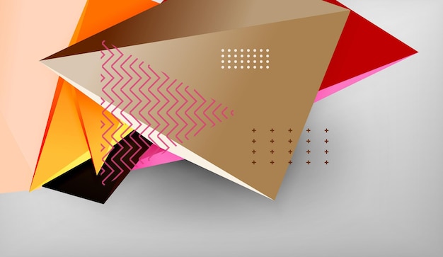 3d formas triangulares geométricas composición de triángulos de color de fondo abstracto sobre fondo gris negocio o papel tapiz conceptual de alta tecnología