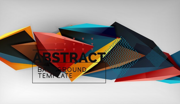 3d formas triangulares geométricas composición de triángulos de color de fondo abstracto sobre fondo gris negocio o papel tapiz conceptual de alta tecnología
