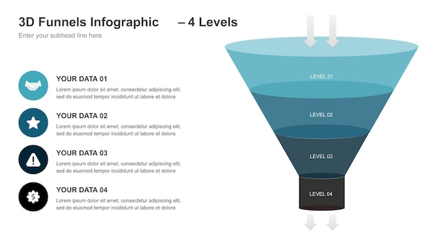 3D Funnels Infographic - 4 Levels