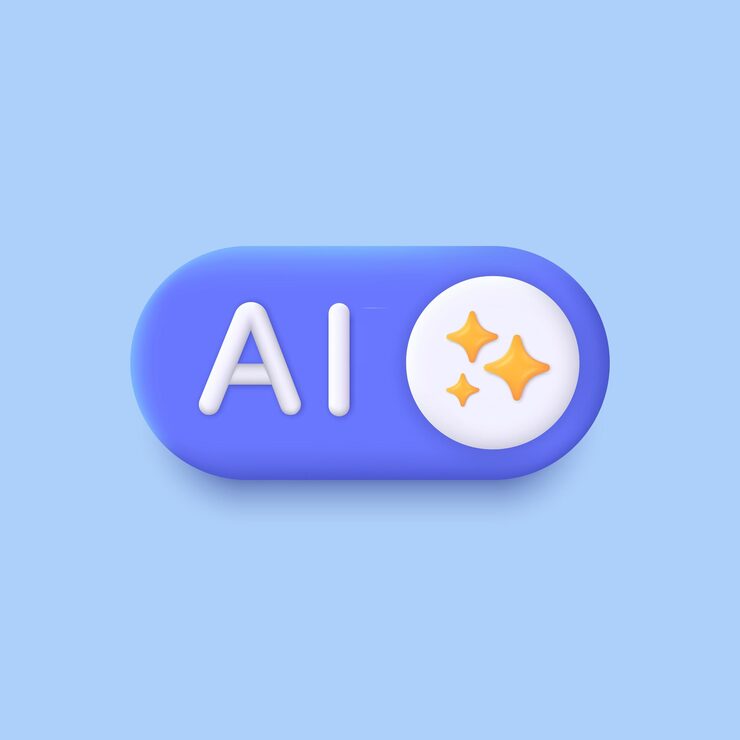 Vector 3d generative ai button ai generates minimal toggle switch artificial intelligence technology and deep learning ai enters by command prompt to generate ideas trendy and modern vector in 3d style
