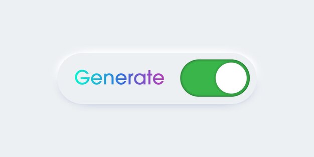 3D generative AI button AI generates toggle switch legant neumorphic buttons Element for website mobile app and navigation Neumorphism design style Vector illustration