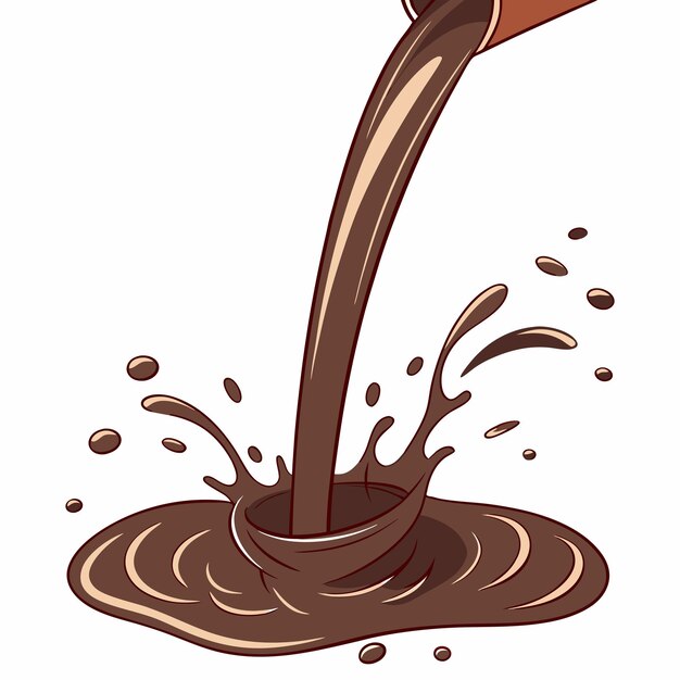 3D giratorio realista de chocolate caliente y flujo de caramelo comida líquida marrón con salpicaduras