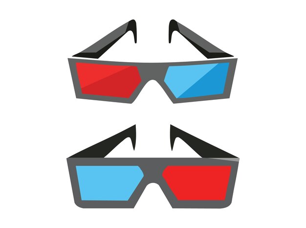 3D Glasses Illustration Red and Blue Lens Spectacles