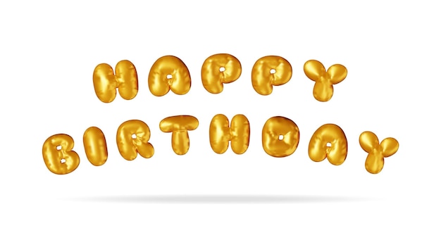 3d globo de oro texto de feliz cumpleaños