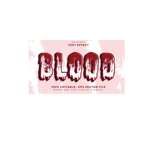 3d Grunge Texture Word Blood Efecto de texto editable Efecto de diseño guardado en estilo gráfico