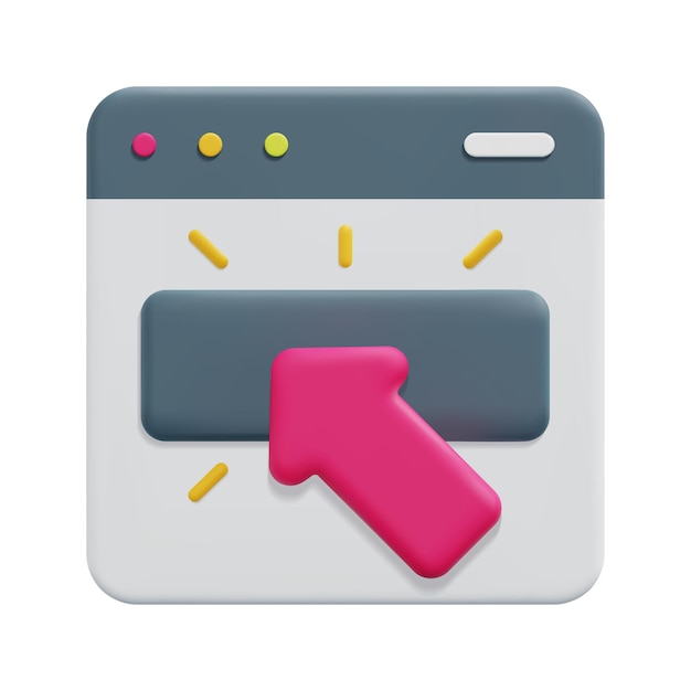 3d haga clic en el icono del sitio web vector aislado sobre fondo blanco 3d ux y concepto de interfaz de usuario Dibujos animados estilo minimalista 3d icono vector render ilustración